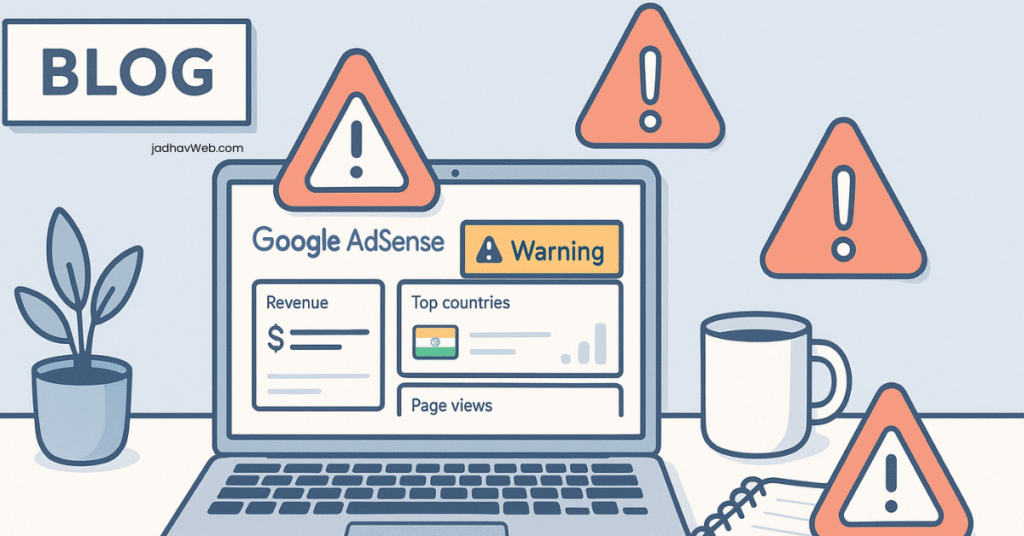 AdSense approval mistakes illustration with dashboard and checklist for bloggers in 2025