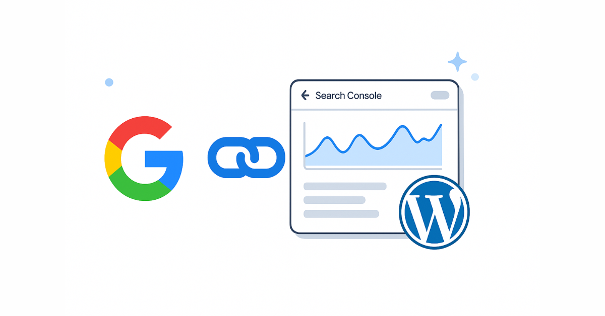 Illustration showing how to connect Google Search Console to WordPress in 2025 with dashboard visuals